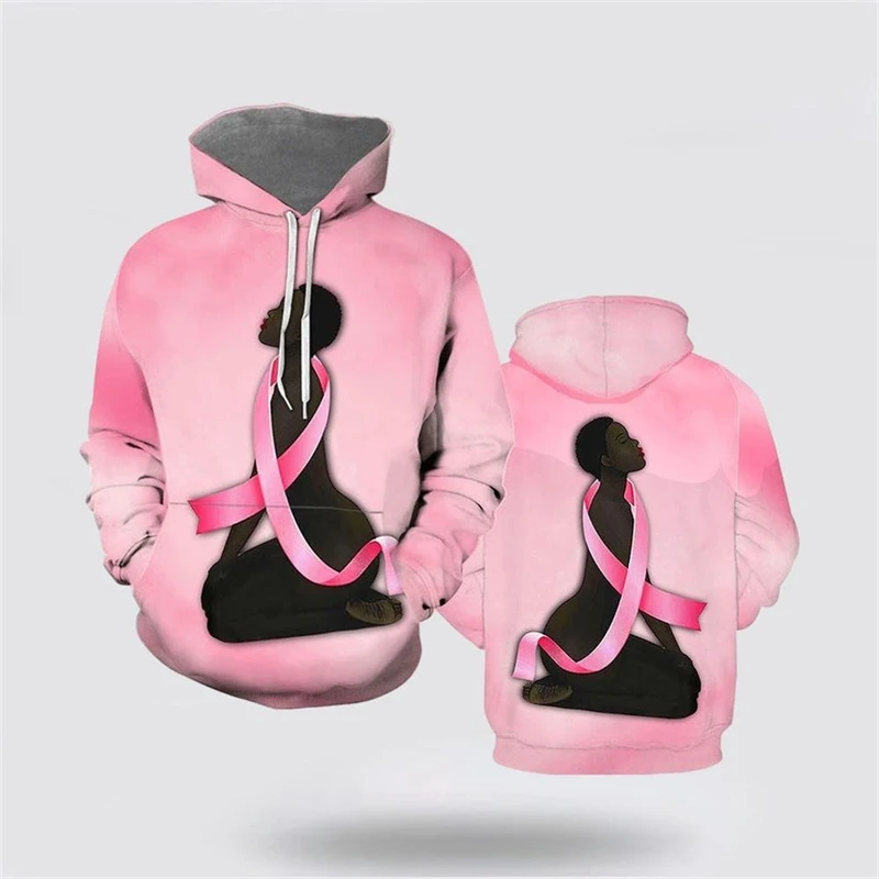 Breast Cancer Awareness Hoodie Men Women Long Sleeve Pullover Sweatshirt 3d Printing Pink Ribbon Graphic Hoodies Autumn Clothes