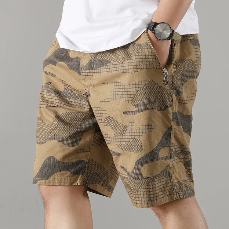 2025 Summer  Cotton  Casual Shorts Drawstring Soft Loose  Beachwear Joggers Camouflage Sports Pants