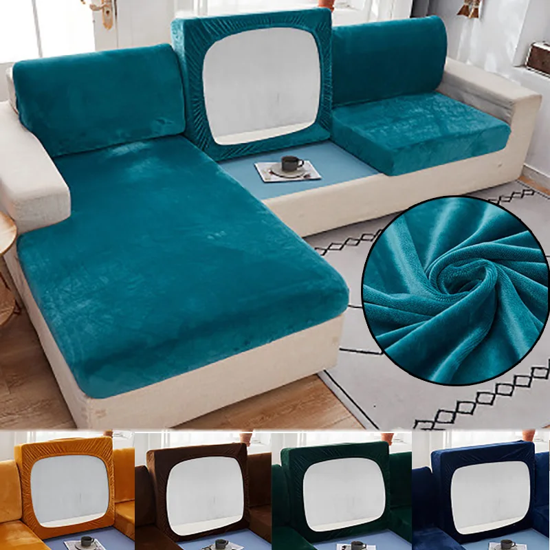 Velvet Sofa Seat Covers Elastic  for Living Room Corner Couch Cover Stretch 1/2/3/4 Seater Sofas Case Seat Slipcover