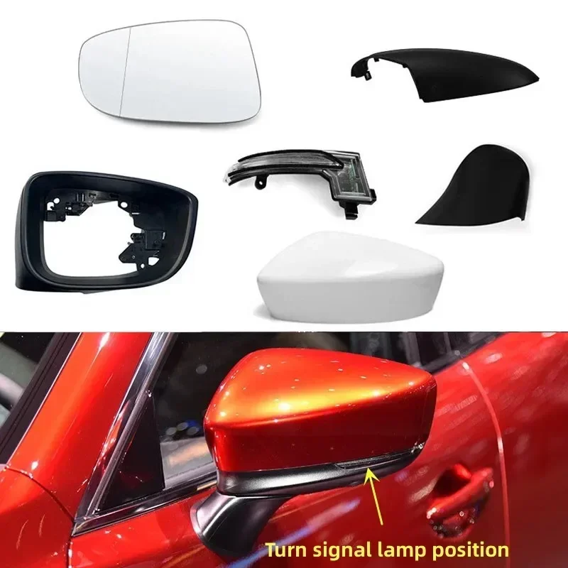 Rearview Mirror Cover Frame Lower Cap Side Turn Signal Light Base Case Heated Lens For Mazda 6 Atenza 2018 2019 2020 2021