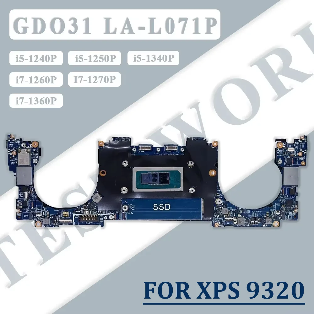 

0CW9KM 01WVPN 0YGP6N 00HJGX 02CX7V 0CR6NC For XPS 9320 Motherboard Mainboard GD031 LA-L071P w/ i7i5-12th Gen CPU RAM 8/16/32GB