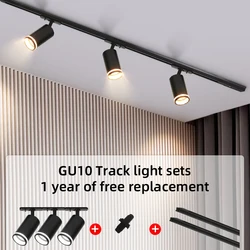 Spot Led Track Light Full Set Replaceable GU10 Bulb Spotlight for Living Room Shop Kitchen Track Rail Lighting Led Ceiling Light