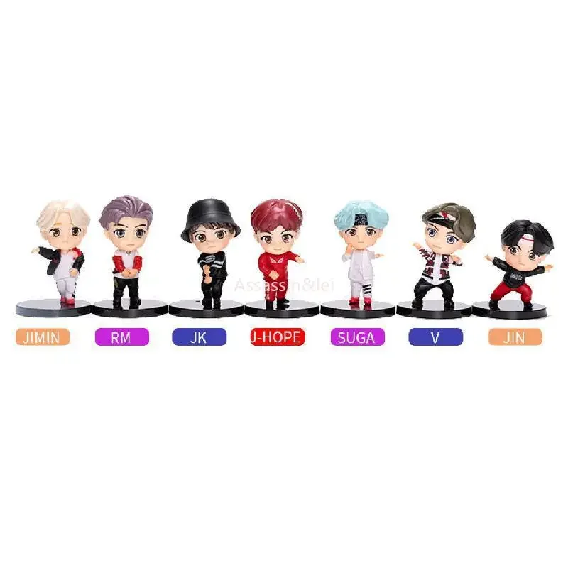 7pcs/set Bangtan Boys Groups Rm Jin Suga Jhope Jimin V Jungkook Doll Model Toy Action Figure Star Idol Cute Army Gift For Kids