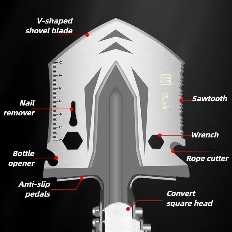 Adjustable Foldable Multifunctional Spade, Portable Outdoor Tool for Camping Travel and Garden Digging Work