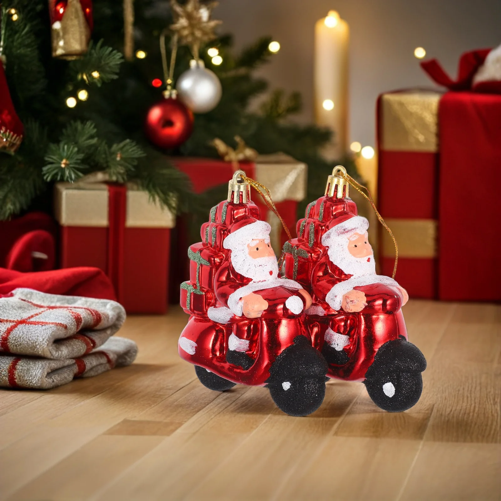 

2 Pcs Christmas Decoration Hangings Party Decorations Biker Santa Claus Pendant