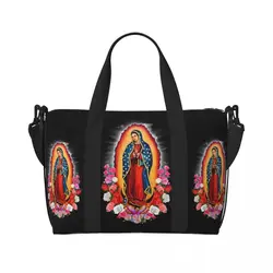 Custom Virgin Mary Of Guadalupe Tote Bag Women Big Capacity Mexico Catholic Saint Beach Gym Travel Bags