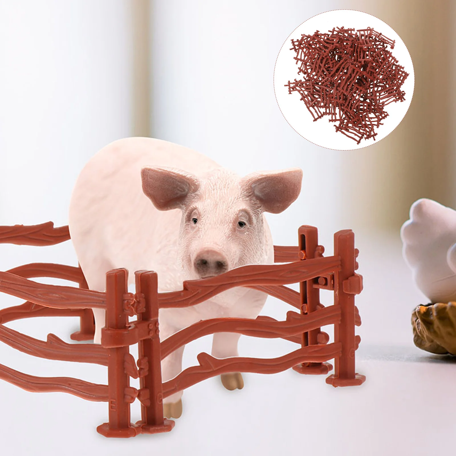 100 szt. Model Ogrodzenia Zabawka Farma Akcesoria Ogrodzeniowe Mini Ogrodzenie Ozdoby Ogrodzeniowe Figurki Akcji Zabawa w Role Barierka Dzieci