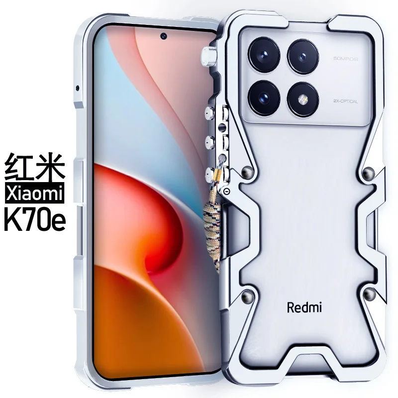 Hot Sales Zimon Luxury Armor Metal Aluminum Phone Cases Bumper For Xiaomi Redmi K70e Cover Mechanical Purely Handmade Skull Case