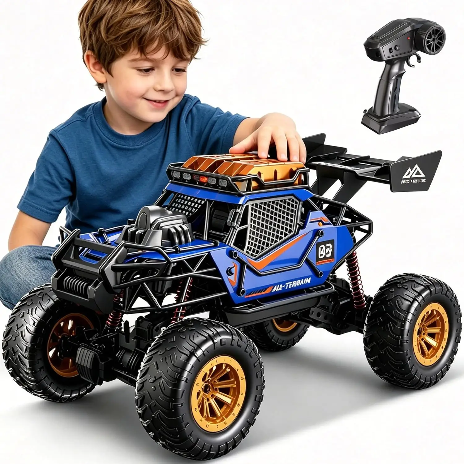 Giant 1:6 Scale Remote Control Monster Truck for Kids and Adults - 4WD Full Proportional Off Road Rock Crawler, 19.5 Inch 2.4GHz All Terrain Climbing Vehicle, Christmas Birthday Gift