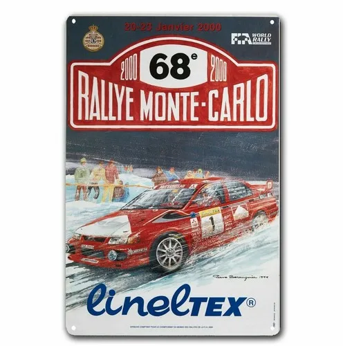 Affiche métallique en étain pour voiture de rallye Monte-Carlo, 20x30cm