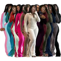 Casual Women's Long Sleeve Tight Fitting Sports Clothing 2-Piece Set Sexy Style Cross Border Trade European And American Market