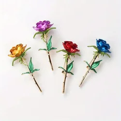 Fashion Rose Flower Painted Enamel Pin Brooches Women Valentine’s Day Party Enamel Badges Brooch Accessories