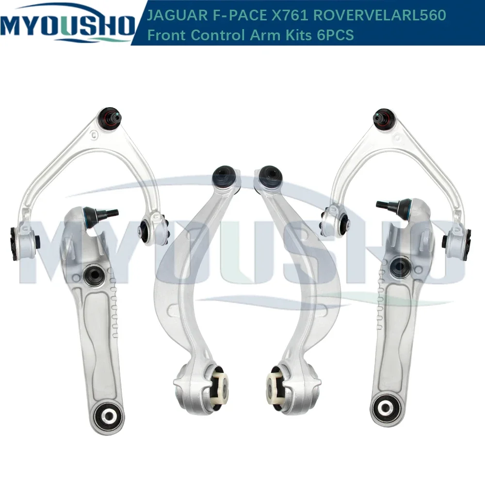 Myousho 6pcs Front Upper Lower Suspension Control Arm Kits For Jaguar F-PACE X761 Land Rover RANGE ROVER VELAR L560 T4A1079