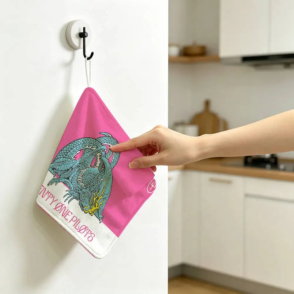 Pop Band T-Twenty One Pilots Household Hanging Towel, Polyester Cotton Hand Wiping Towel, Sturdy for Bathroom Bedroom