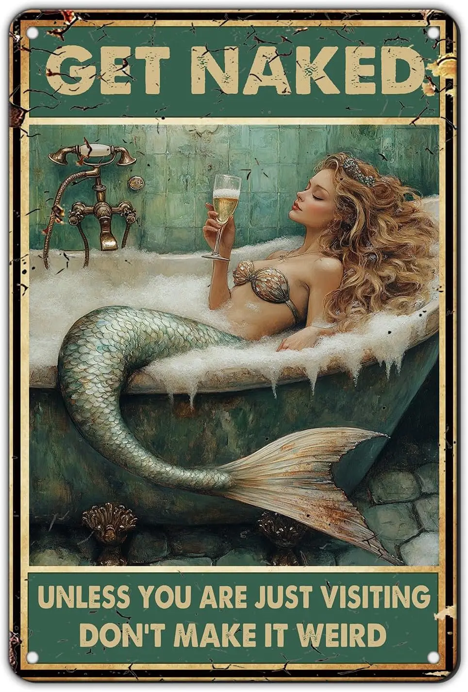Letrero de estaño Vintage, letrero de estaño de Metal, sirena, no lo obtiene, letrero de Metal extraño, pintura de hierro, decoración de pared Retro, póster para el hogar