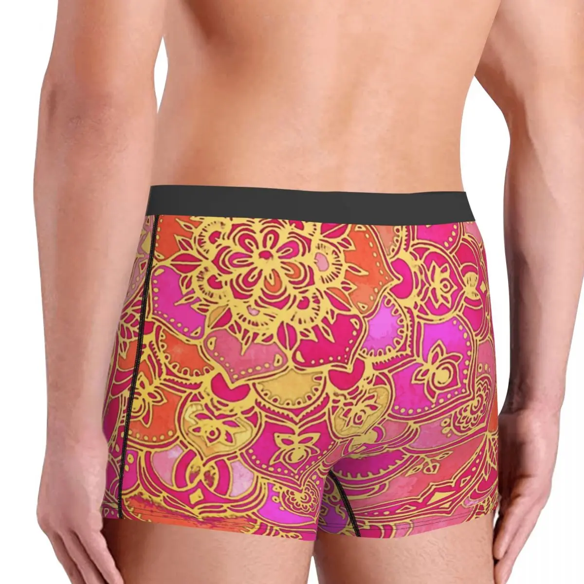 الجدة الساخن الوردي والذهب الباروك نمط الأزهار الملاكمين السراويل السروال الذكور تنفس ملخصات الملابس الداخلية #4