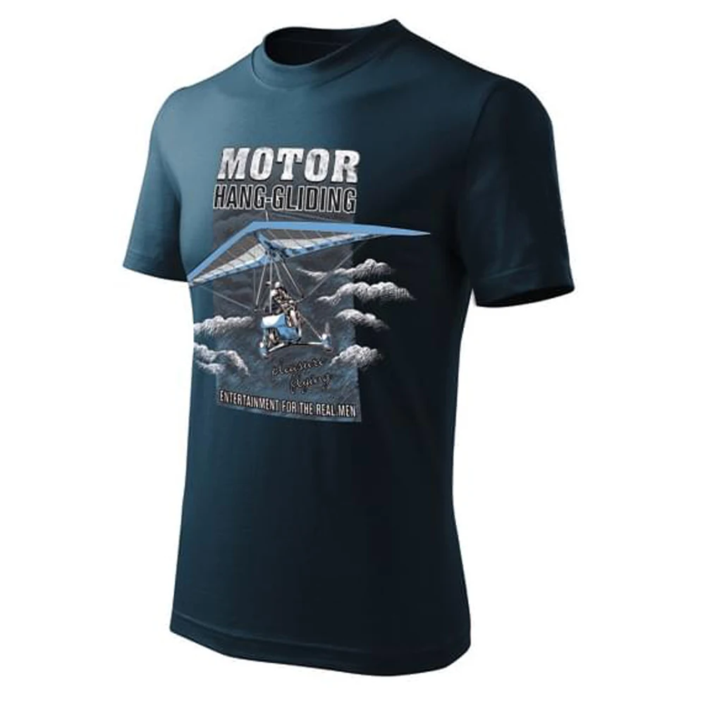 Motor Hang-gliding Motorized Hang Glider Printed Vintage Aviation T-Shirt 100% Cotton O-Neck Short Sleeve Casual Mens T-shirt