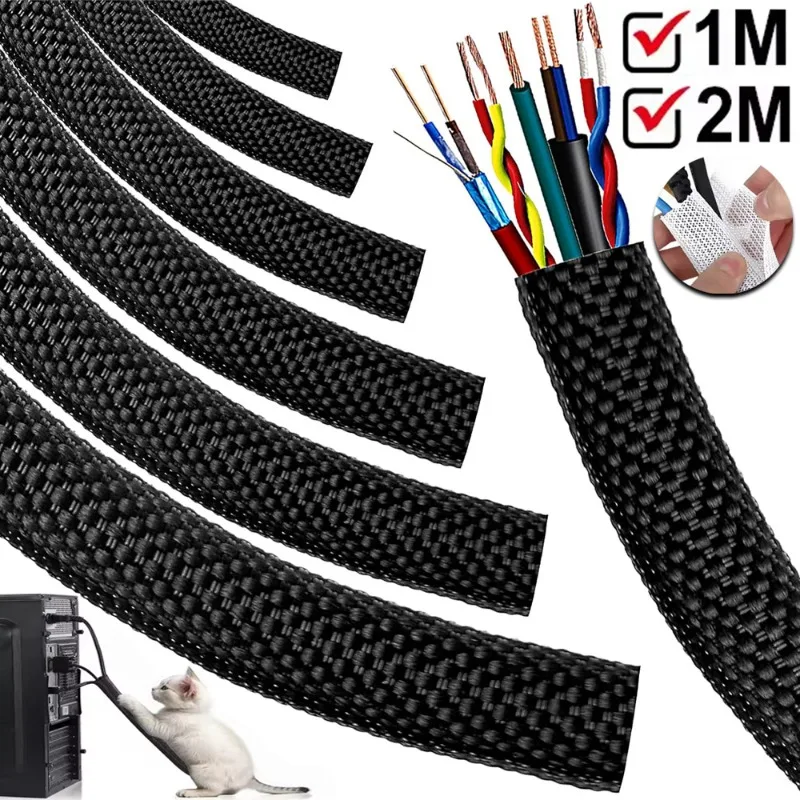 Flexible Cable Sleeve Self-Closing Cord Protector Wire Management Puppy Proof Bite-Resistant Cable Organizers for Home Office
