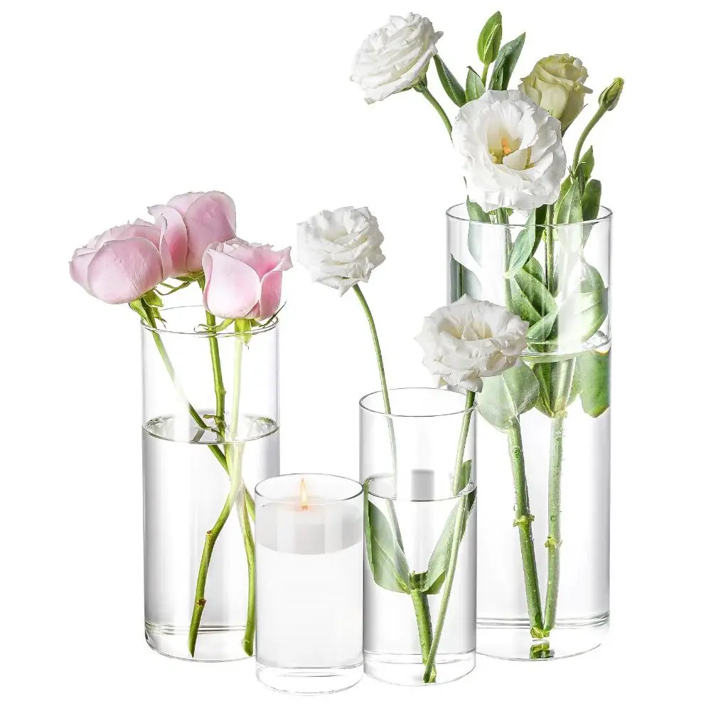 Nordischer Stil Blumenvase Moderne Transparente Tiefe Wasserblumenvase Acryl-Blumenarrangement Schwimmender Kerzenhalter