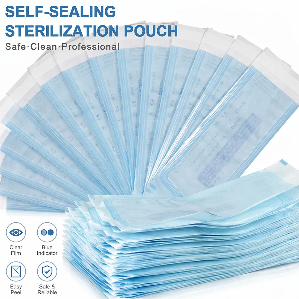 Self Sealing Sterilization Pouches Medical Grade Sterilization Bags EO Steam Autoclave Dental Tattoo Instrument Packaging