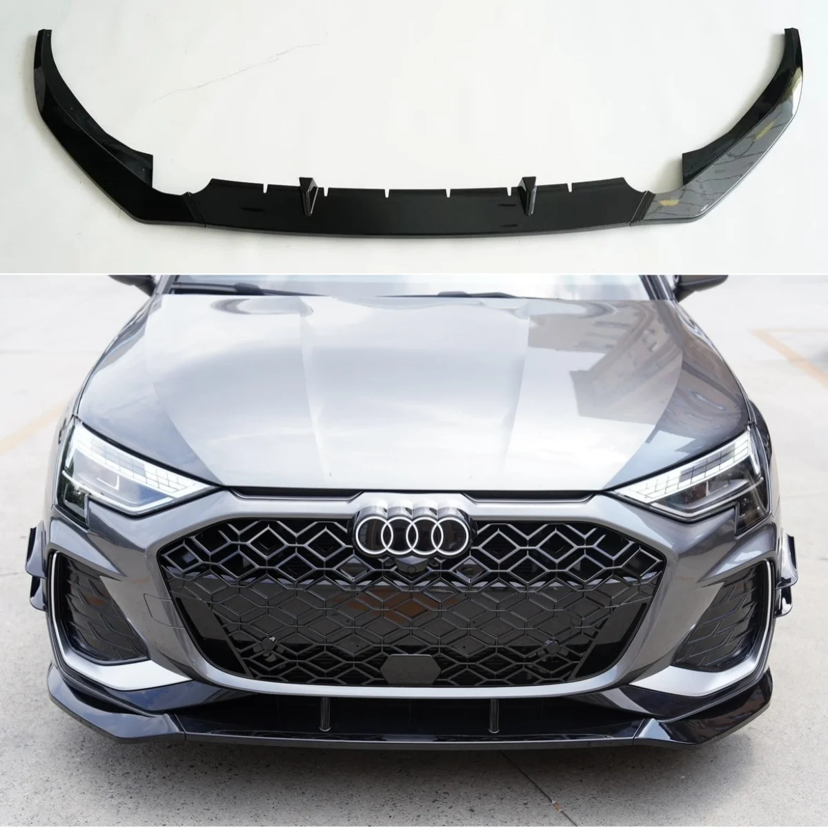 

Front Bumper Lip Spoiler For Audi A3 Sline S3 Sedan/Hatchback 3pcs Wind Knife Body Kit Splitter 2025-2026 High Quality ABS