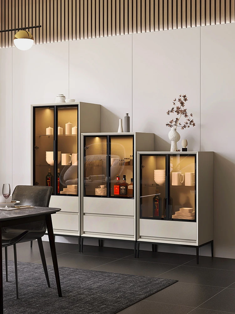 Italian minimalist multi-functional wine cabinet, baking paint, wall-to-wall cupboard, solid wood living room, pantry,