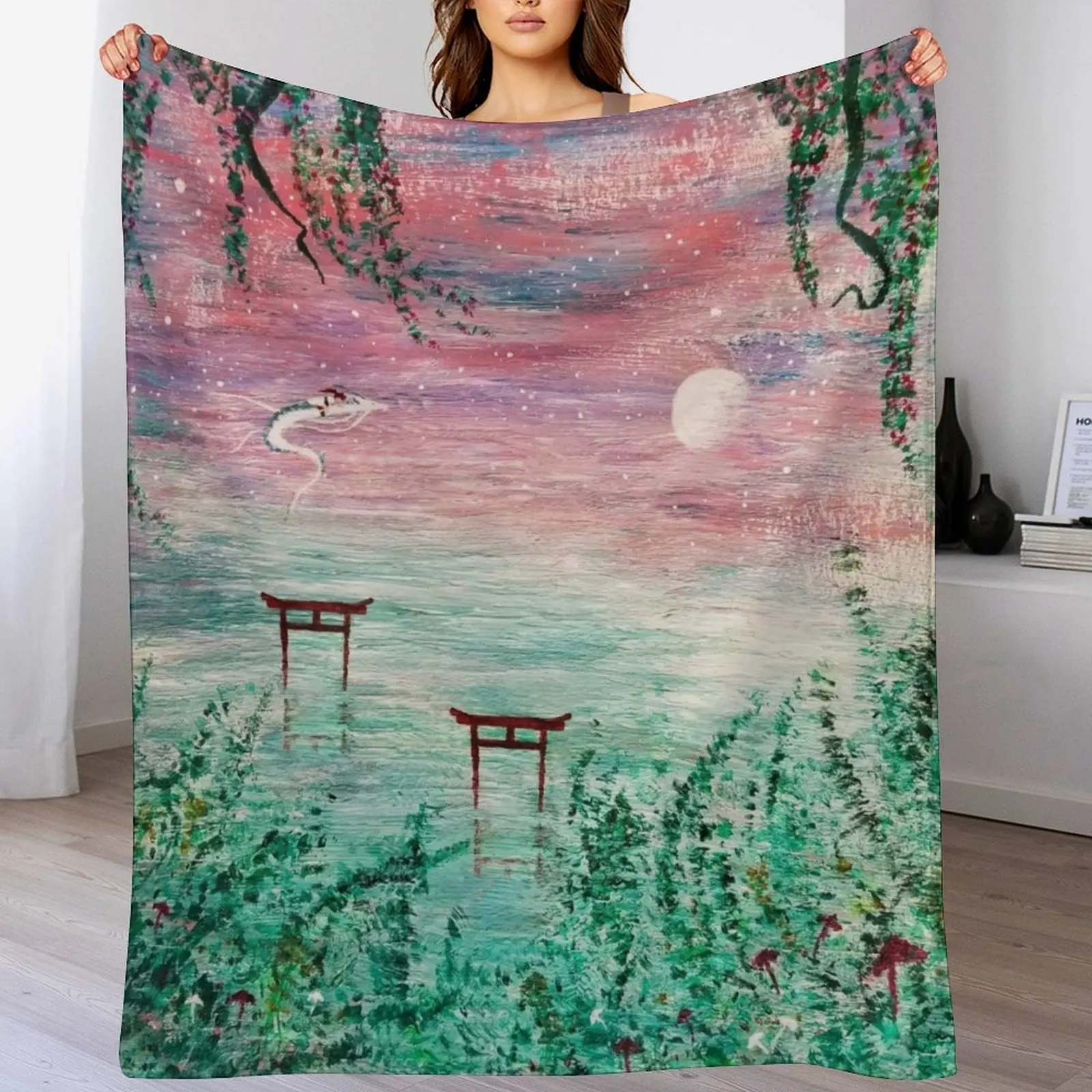 

Haku Dragon River Spirit Throw Blanket Breathable Lightweight Blanket for Adults Kids