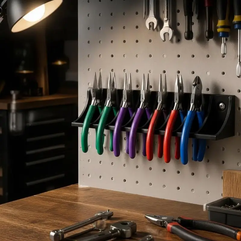 1 Set 8-Slot Wall-Mounted Pliers Organizer Tool Rack Hanger Heavy-Duty Tool Rack And Screws For Workshop Small Parts Organizer