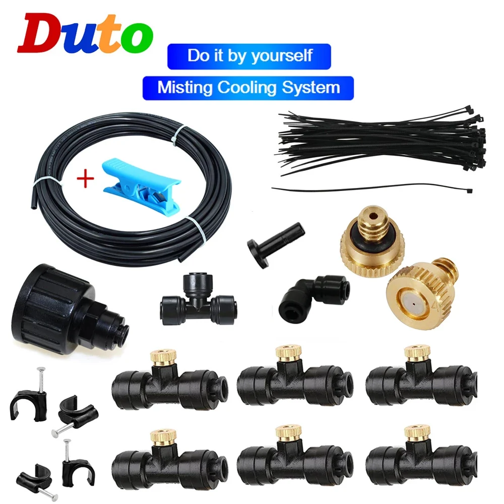 Low Pressure Misting Cooling System Brass Atomizing Nozzles 0.1mm-0.8mm 6.35mm Slip Lock Quick Connectors Humidify Sprayer