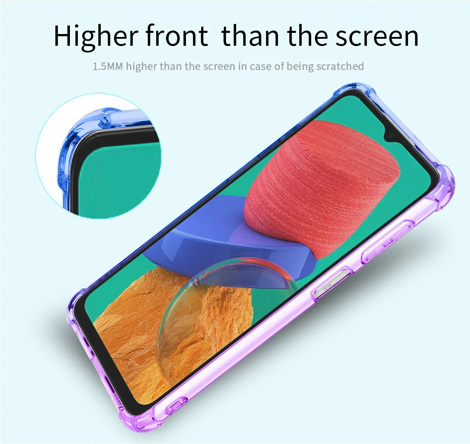 for Samsung M33 M32 4G/5G M31S M31 Prime M30S M30 F41 Clear Case Cute Gradient Slim Anti Scratch Flexible TPU Shockproof Cover