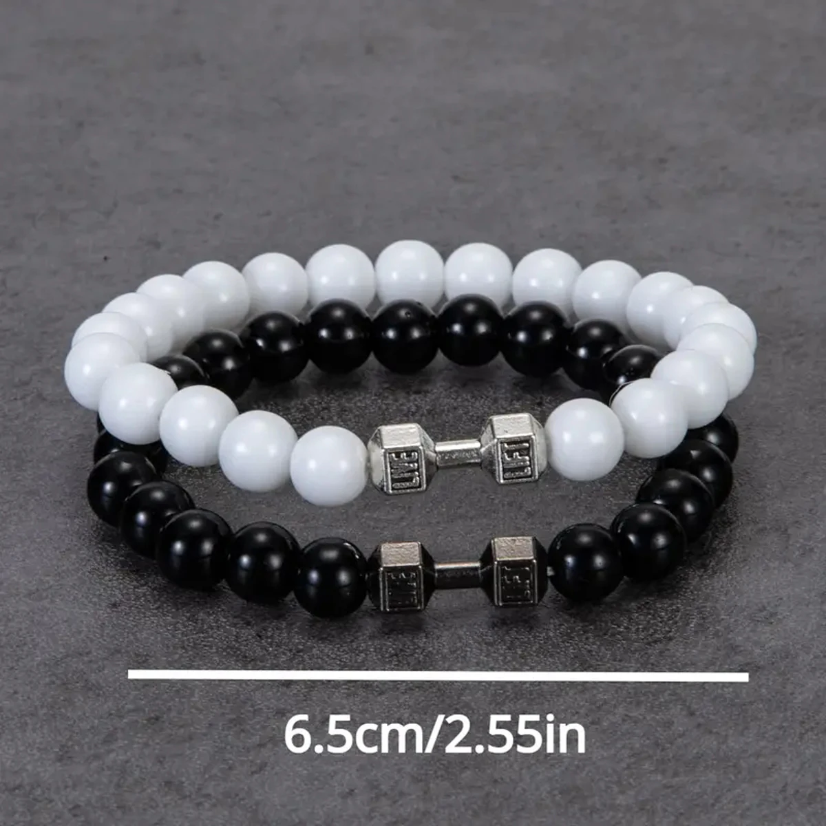 أساور دمبلز معدنية للرجال ، 4 أنماط ، الموضة ، 2 لكل مجموعة #6