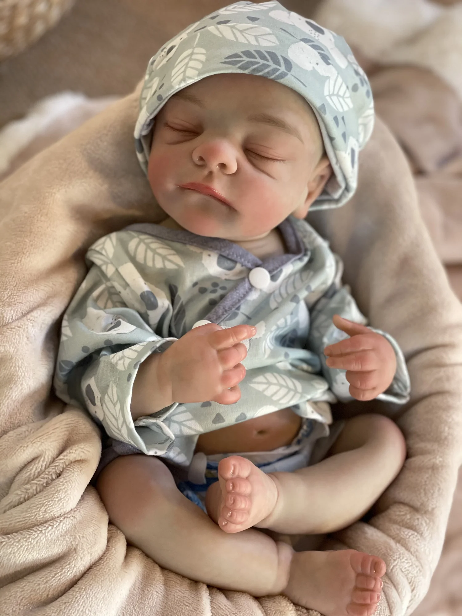 Aizwa1 realista 3D pintado pele bebê recém-nascido menino feito à mão boneca reborn para crianças presentes de aniversário