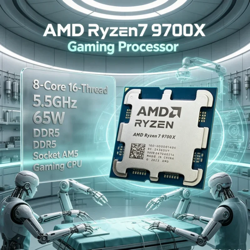 AMD Ryzen 7 9700X 8-Core 16-Thread DDR5 3.8GHz Socket AM5 L3=32M 4NM Up to 5.5GHz 65W without fan PCIe 5.0 CPU for Desktop PC