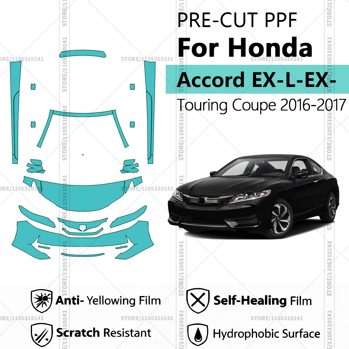 

Предварительно нарезанная прозрачная защитная пленка PPF для автомобилей, автомобильная пленка PPF для Honda Accord EX-L-EX-Touring Coupe 2016-2017