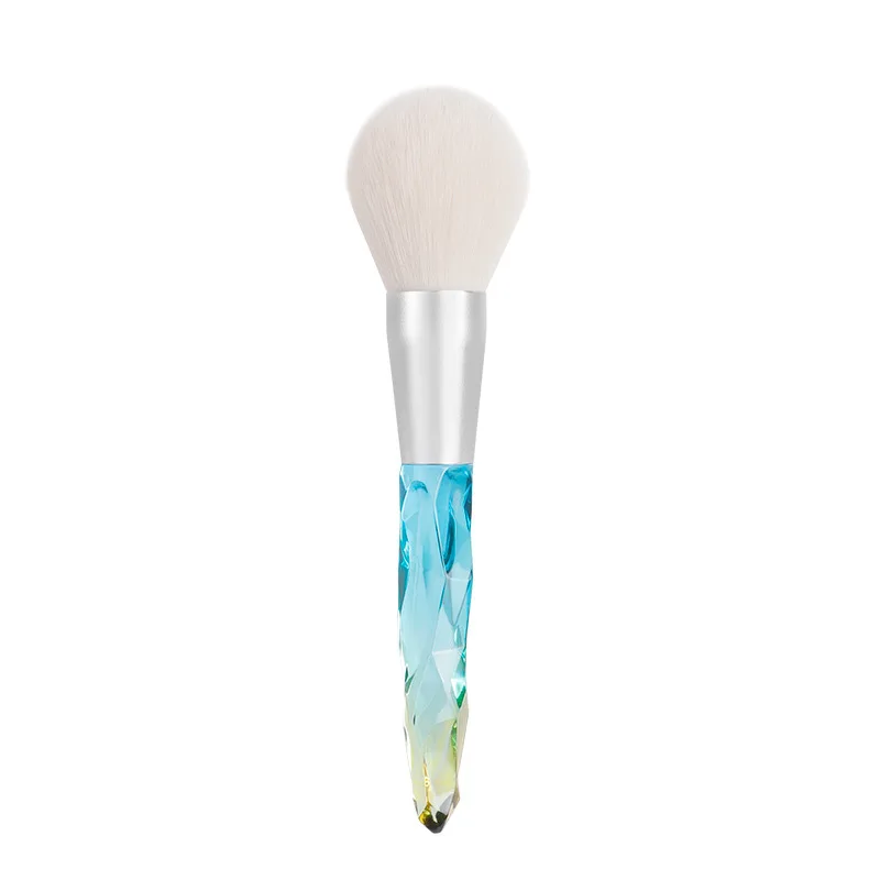 Mydestiny Makeup Brushes-2023 New Acrylic Crystal Handle Single Brush-Synthetic Hair Powder Brush-Big Flame Shape Head-Face