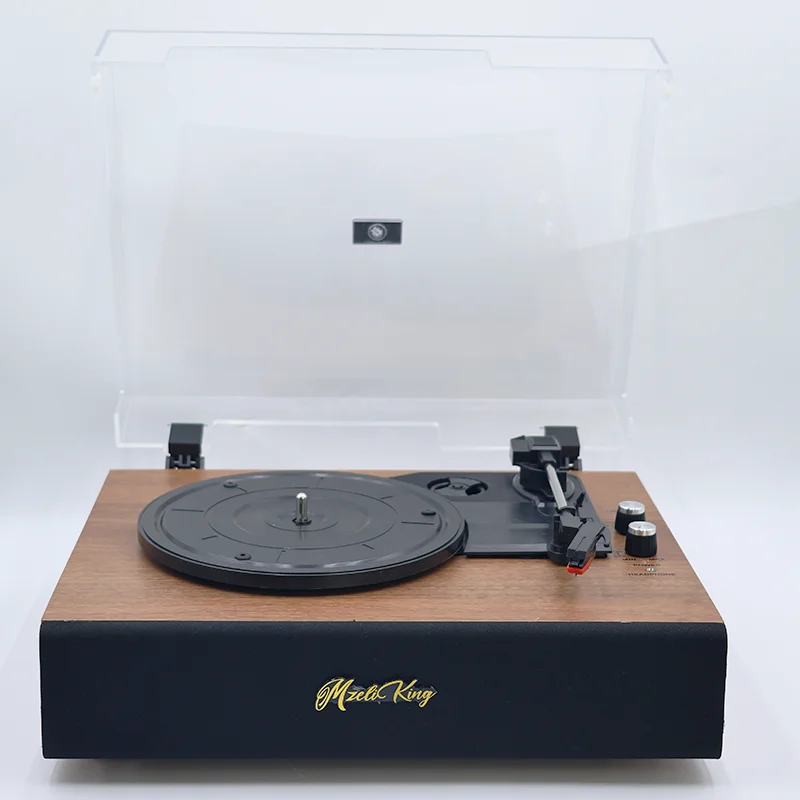 Vinyl-Plattenspieler T03, 3-Gang-Bluetooth-Koffer, tragbarer, gürtelbetriebener Plattenspieler mit integrierten Lautsprechern, RCA Line Out AUX in