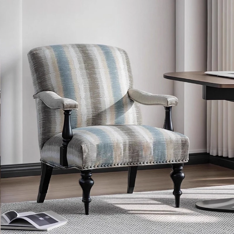 

All solid wood leisure chair classic retro single chair luxury single sofa fabric sofa chair