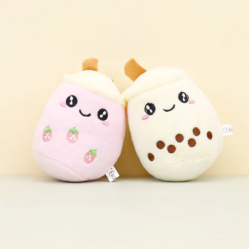 Leite Chá Chaveiro de pelúcia para menina, pingente de mochila recheado bonito, desenhos animados kawaii, presentes do dia dos namorados, 12cm