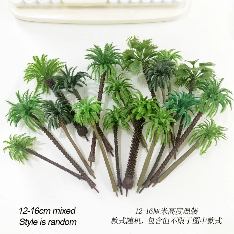 4-19cm set Landscape coconut tree model miniature Model palm coconut building sand table decoration scale train railroad layout