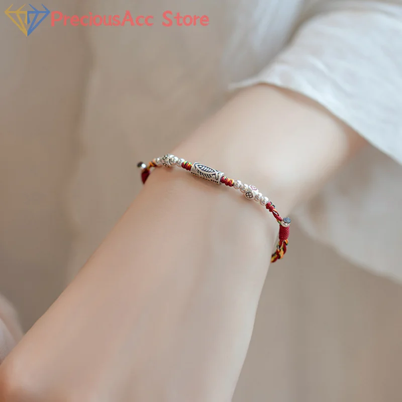 Koi Fish Bracelet Handmade Braided String Lucky Charm Jewelry Adjustable For Couple Friends Birthday Gift Accessory