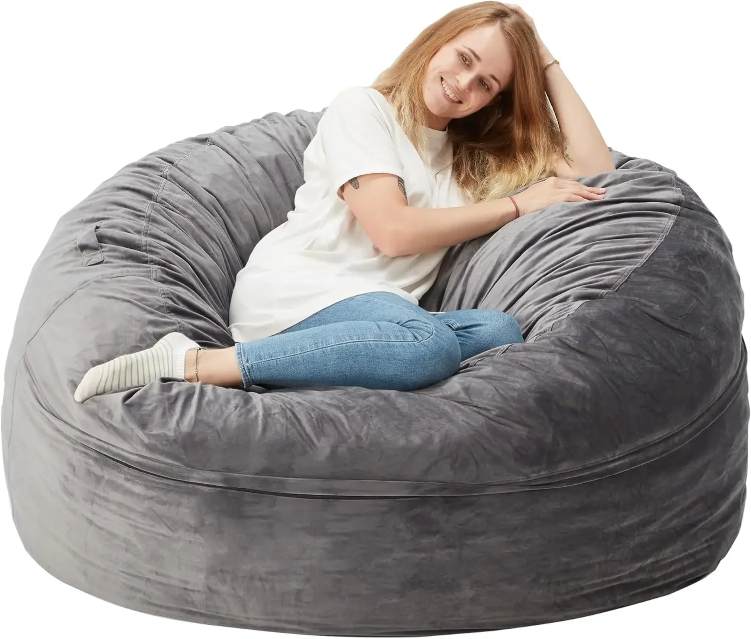 

Homguava Bean Bag Chair: Large 5' Bean Bags with Memory Foam Filled, Large Beanbag Chairs Soft Sofa with Dutch Velet Cover-56×