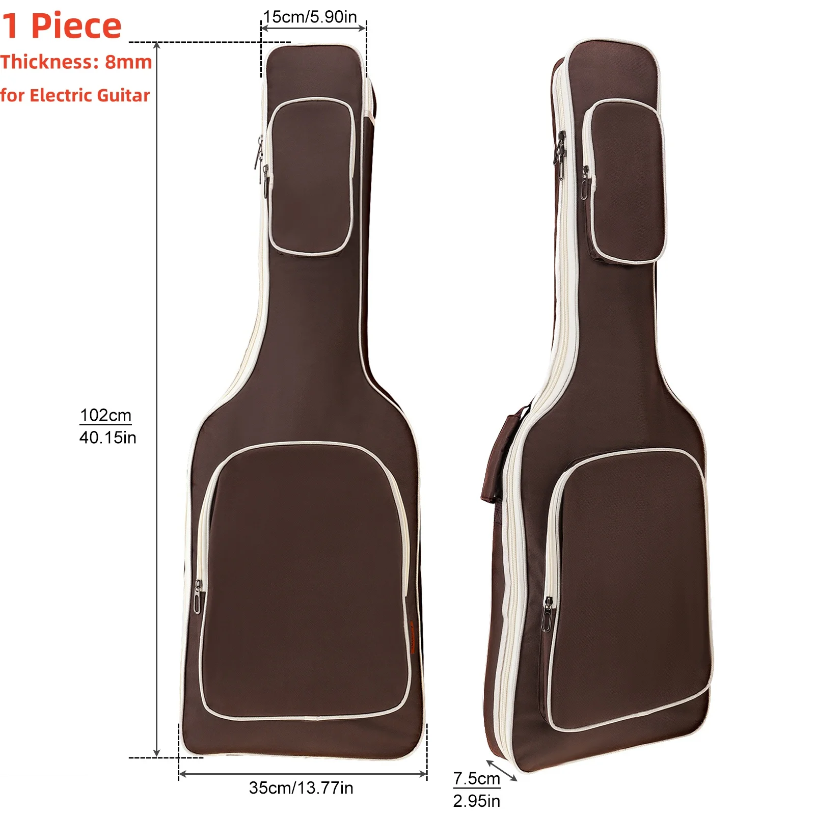 39-48 Zoll Oxford Stoff Pad 8-10mm Baumwolle Verdickung Doppel Riemen E-gitarre E-bass Fall, wasserdichte Abdeckung Rucksack – Detail 12
