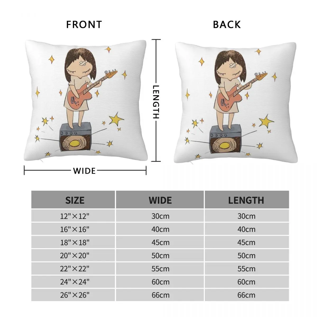 Yoshitomo Nara Guitar Girl Square Pillowcase Polyester Linen Velvet Printed Decorative Pillow Case Home Cushion Cover Wholesale