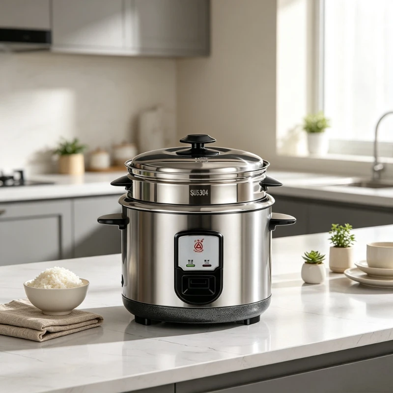 Unisex 4L 316 Stainless Steel Rice Cooker 0-Coating Micro-Pressure Steamer for 2-8 People,Anti-Corrosion Heat-Resistant Home Use