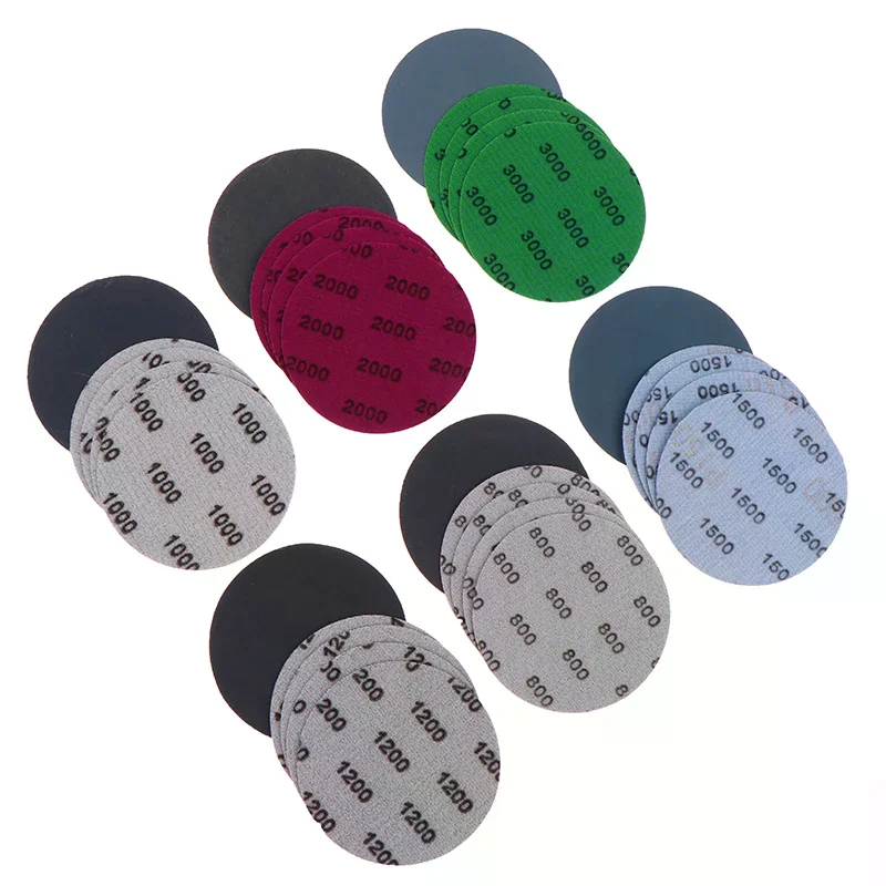 30Pcs 3 Inch 75MM Sanding Paper Set 800-3000 Grit Wet Dry Sanding Discs Hook Loop Sandpaper Abrasive Tools Fit For Metal Wood