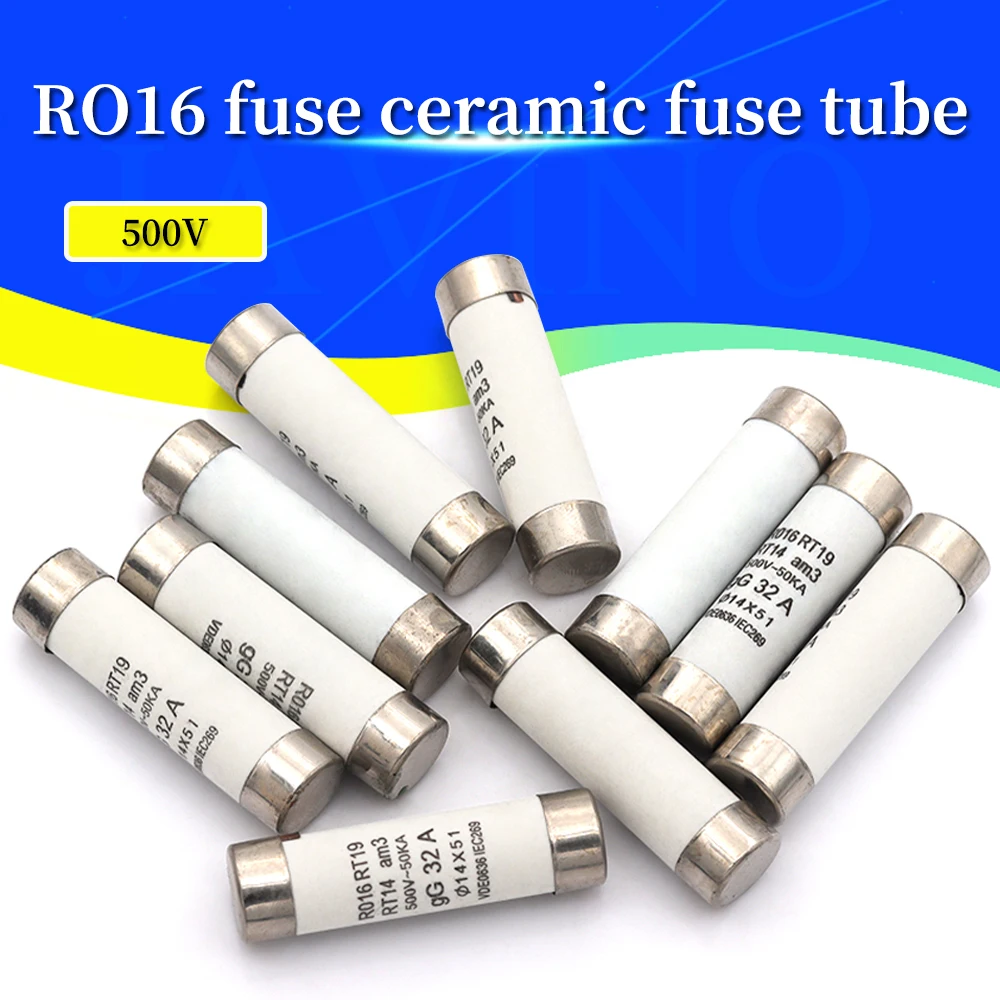 Javino 5/20/60Pcs 14*51mm(RO16)  Fast blow Ceramic Fuse 500V RO16-32A 40A 50A 63A RT18 RT14 Base