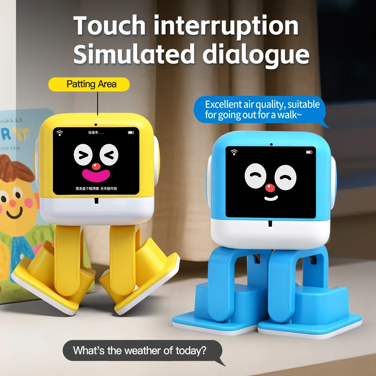 WLtoys AI Intelligenter Roboter mit integrierter DeepSeek Intelligent Voice Touch Unterbrechung Musik Tanzbewegungen Kinderbegleiter