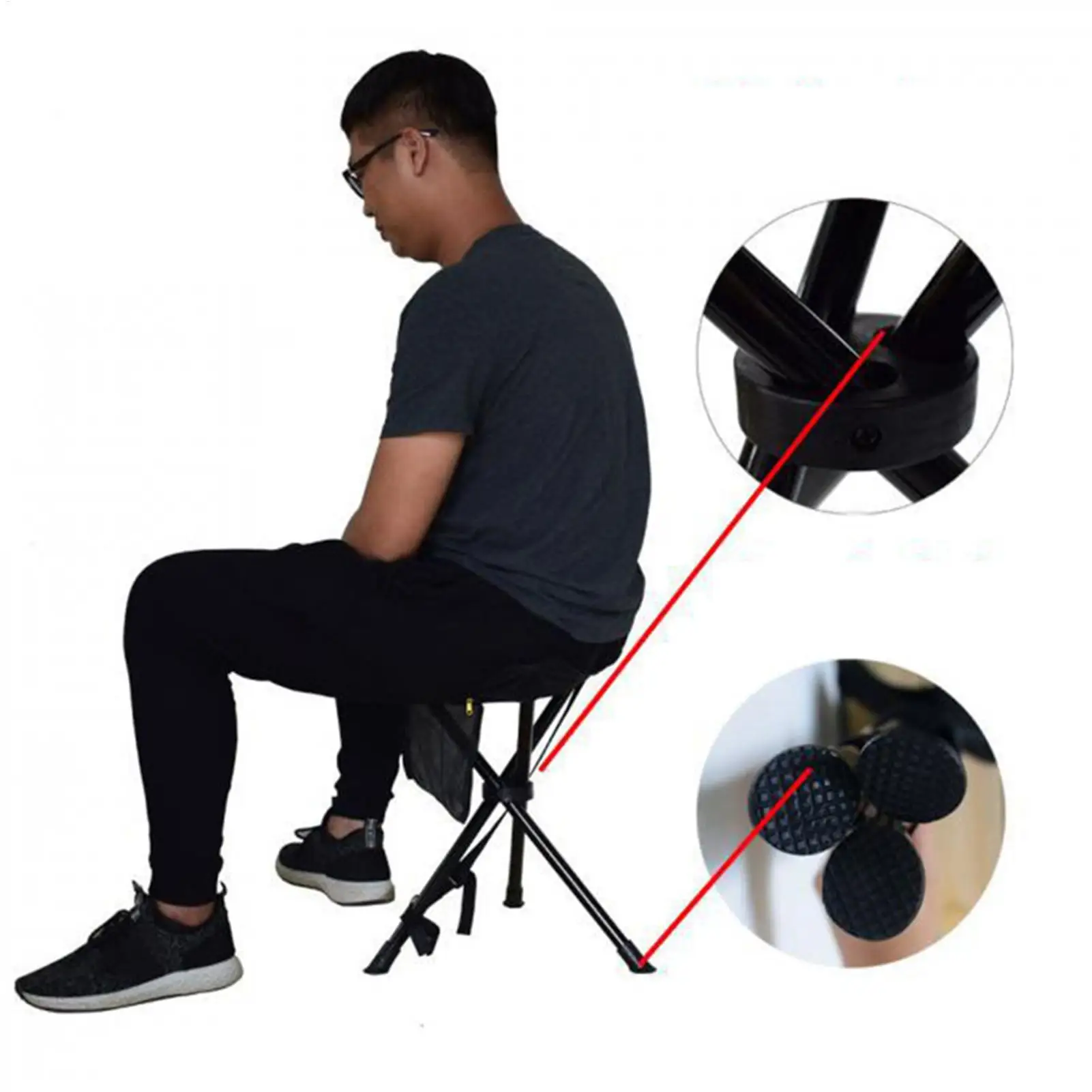 كرسي ترايبود 100 كجم أقصى وزن ترايبود نزهة كرسي المحمولة في الهواء الطلق البراز للبالغين التخييم السفر التنزه الصيد الظهر