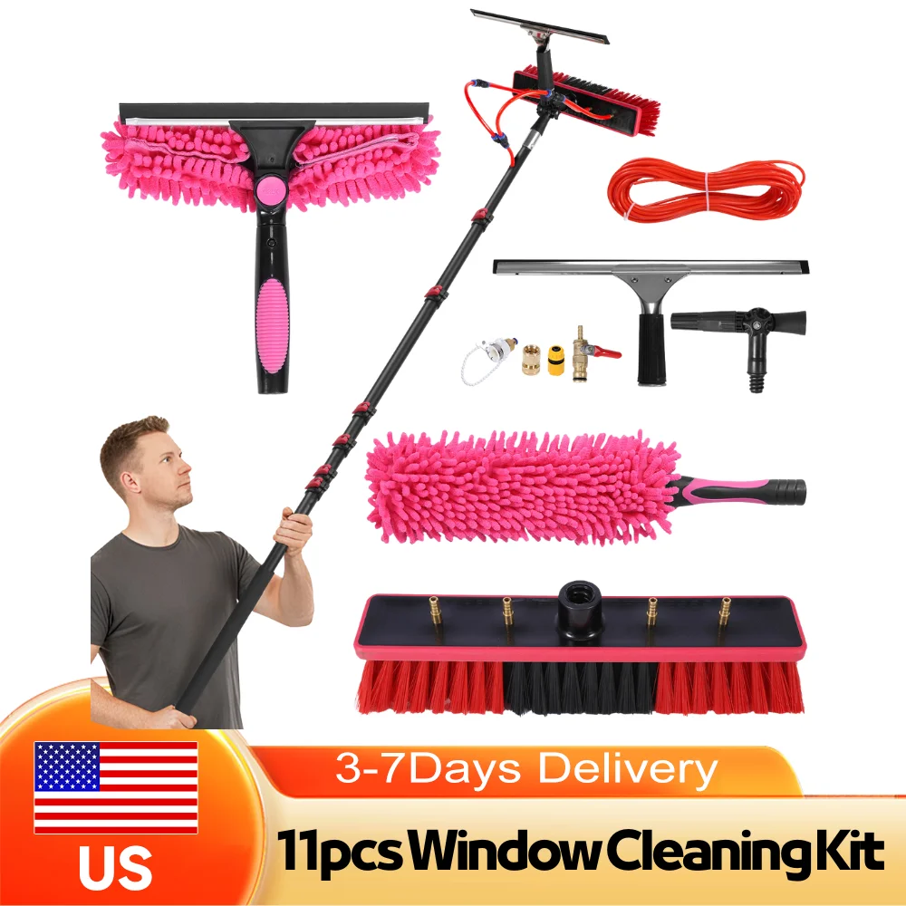 

Телескопический набор щеток для очистки с подачей воды, удлинительная штанга 57-35 футов, легкий алюминиевый, для солнечных панелей, окон и высоких поверхностей