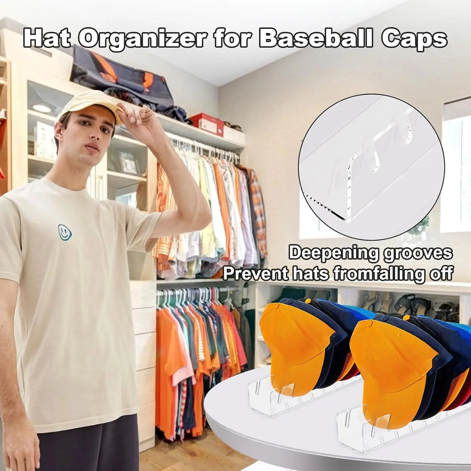 Acrylic Cap Storage Rack With Slots Baseball Cap Display Stand Cap Storage Container Household Storage Organization For Bedroom